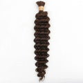Medium Brown Deep Wave Bulk Human Hair Extensions with natural deep wave texture and rich medium brown color for versatile braiding and styling in the USA