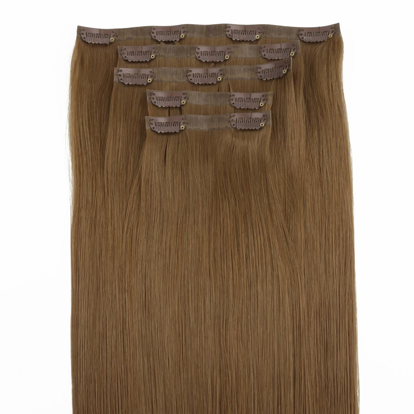 Medium Chestnut Brown seamless clip-in hair extensions in 100% human hair – Nikki Smith Hair Collection