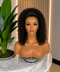 Jerry curl headband wig in 100% virgin human hair, natural 1B with 150% density, from Nikki Smith Hair Collection