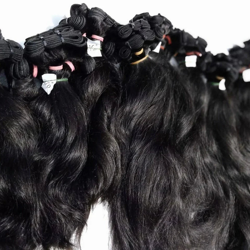 Raw Indonesian Straight hair captured in a styled image with sleek, smooth strands.