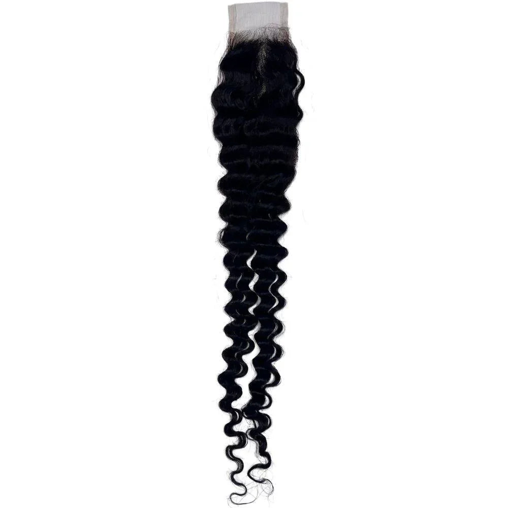 Brazilian Deep Wave 2x6 HD Closure showing a vibrant, wavy texture and HD lace blending perfectly with the scalp.
