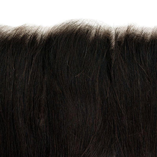 Close-up image of the 13x6 HD Brazilian Straight Frontal, showcasing the silky straight texture and lace detail.
