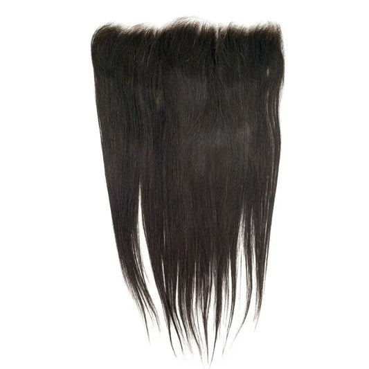 Image of HD Brazilian Straight Lace Frontal with sleek, straight hair and natural 1B color.