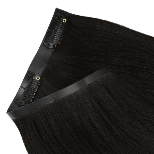 Off Black (1B) seamless clip-in hair extensions in 100% human hair – Nikki Smith Hair Collection