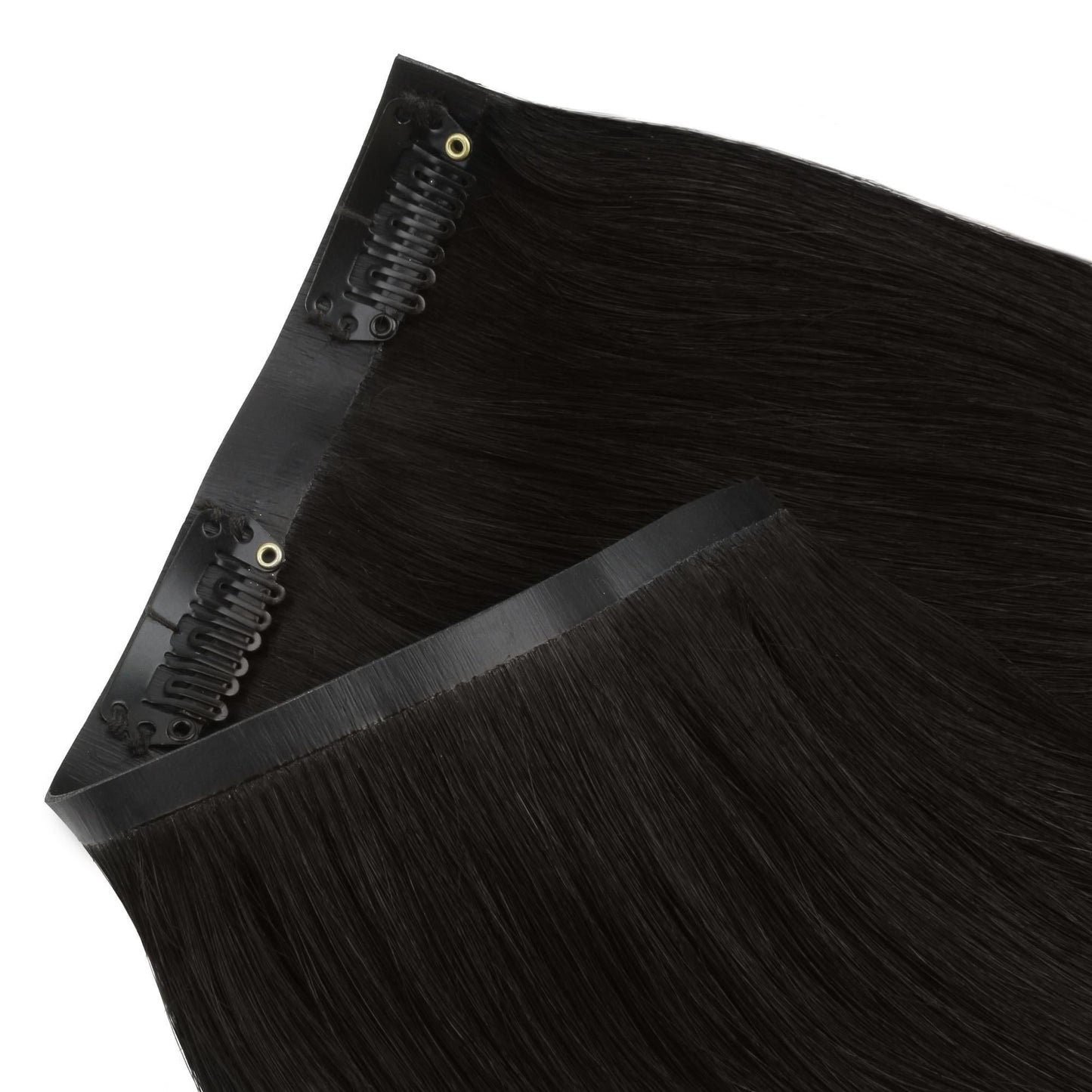 Off Black (1B) seamless clip-in hair extensions in 100% human hair – Nikki Smith Hair Collection