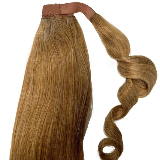 Auburn Ponytail extension with 20” length, offering rich color and volume for an instant hair transformation.