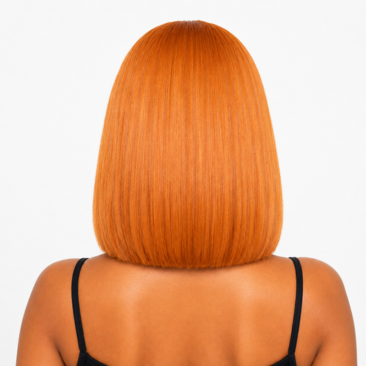 Cinnamon 13x4 transparent lace front bob wig in 100% human hair, from Nikki Smith Hair Collection