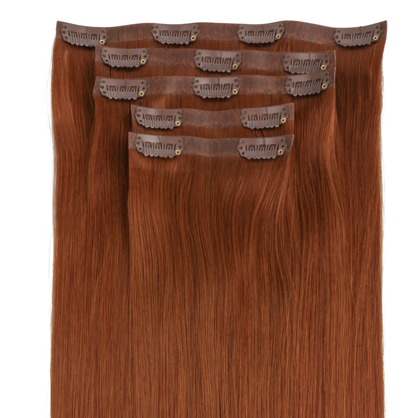 Rich Copper Auburn seamless clip-in hair extensions in 100% human hair – Nikki Smith Hair Collection
