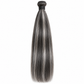22-inch salt and pepper straight virgin human hair extensions, single bundle on white background