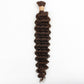 Medium Brown Deep Wave Bulk Human Hair Extensions with natural deep wave texture and rich medium brown color for versatile braiding and styling in the USA