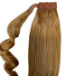 Detailed shot of Honey Blonde Ponytail showing the seamless wrap-around feature to conceal the hair tie.