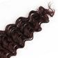 Detailed view of Burgundy Deep Wave Bulk Human Hair Extensions with soft, flowing deep waves and rich 99J burgundy color for a stunning, voluminous finish.