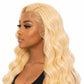 Blonde body wave full lace wig styled with soft waves