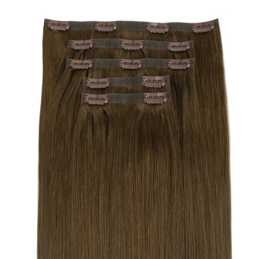 Chocolate Brown invisible clip-in hair extensions in 100% human hair – Nikki Smith Hair Collection