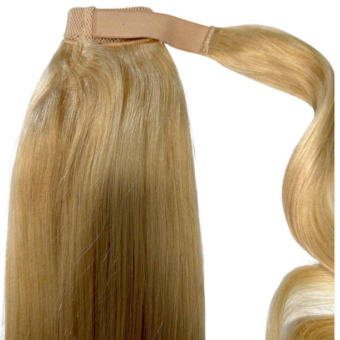Bleach Blonde Ponytail from Nikki Smith Hair Collection, showing a full view of the luxurious blonde hair length.