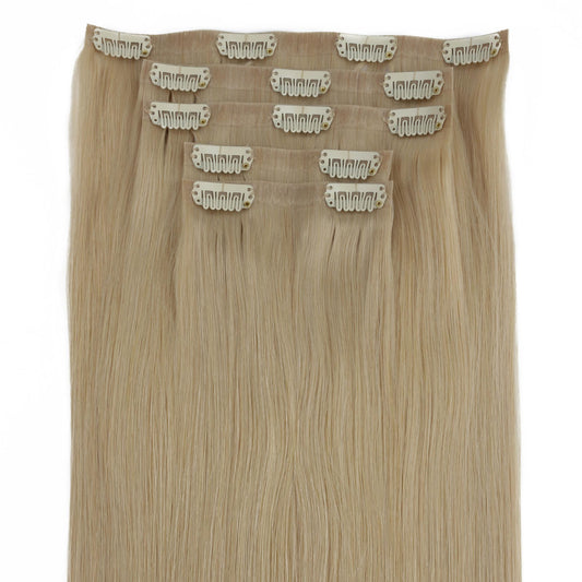 Warm Honey Blonde seamless clip-in hair extensions in 100% human hair – Nikki Smith Hair Collection