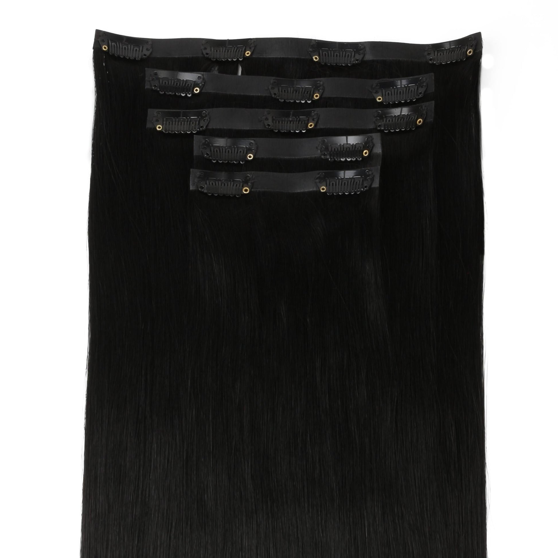 Jet Black invisible clip-in hair extensions in 100% human hair – Nikki Smith Hair Collection
