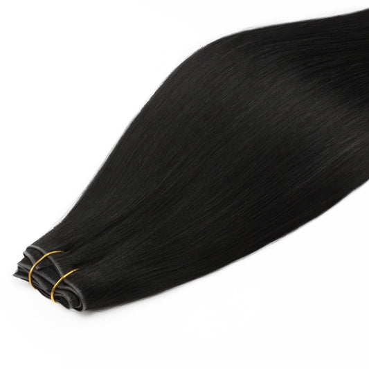 Jet Black invisible clip-in hair extensions in 100% human hair – Nikki Smith Hair Collection