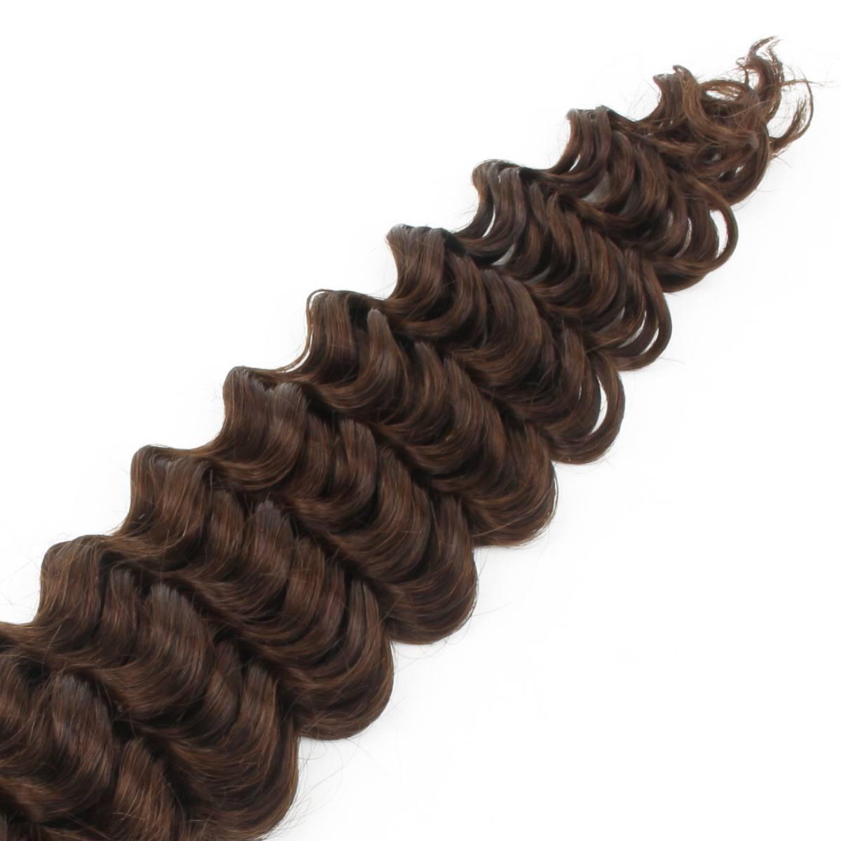 Detailed view of Medium Brown Deep Wave Bulk Hair showcasing smooth waves and rich color 4 medium brown for stylish braiding and confident looks in the USA