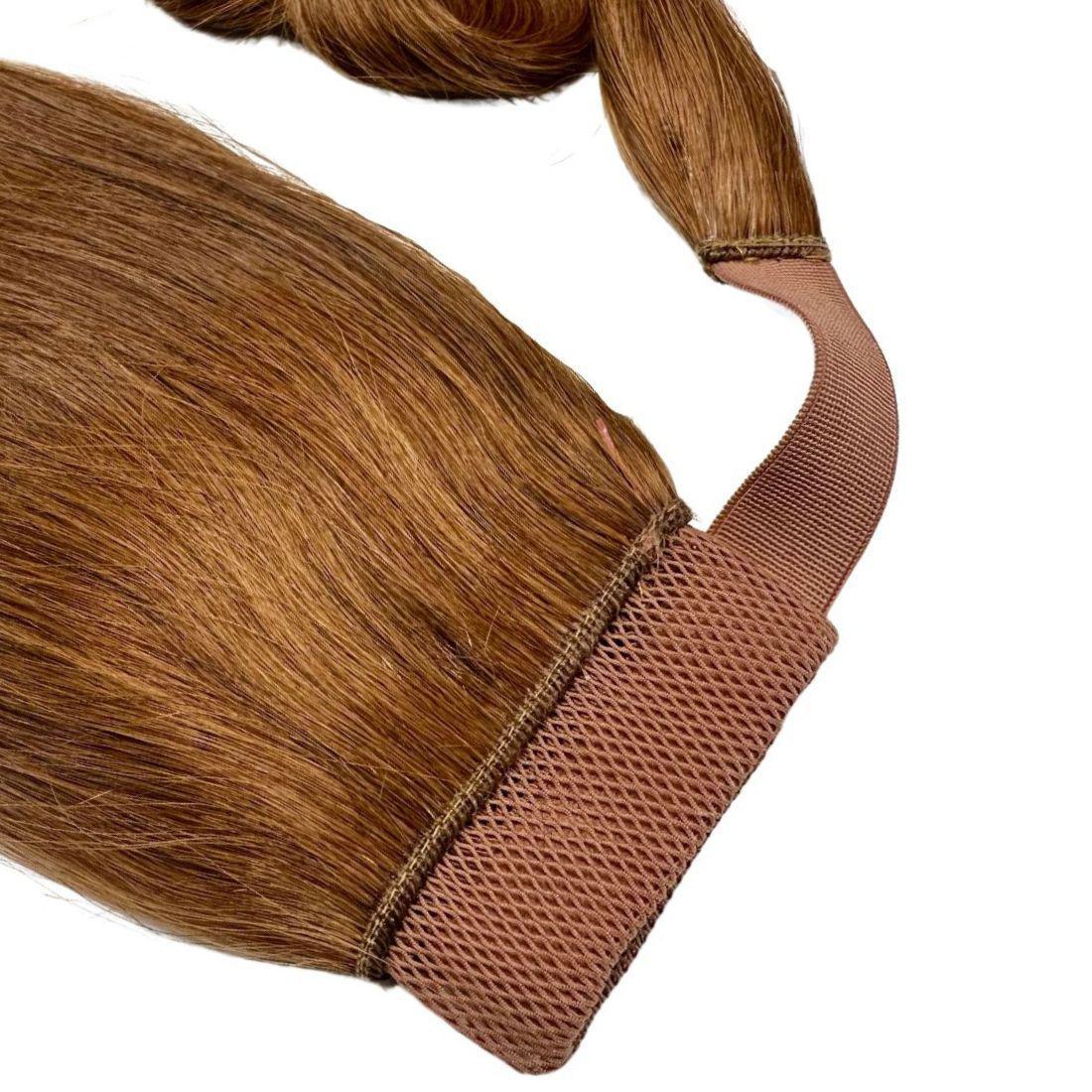 Auburn Ponytail with built-in comb for secure attachment, adding volume and length with a flawless blend.