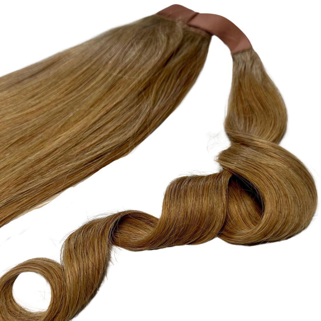 Dark Brown Ponytail extension offering 20” length, ideal for adding thickness and volume with a sleek finish.