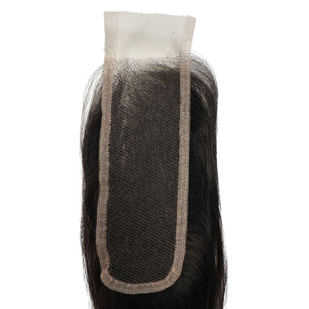 Brazilian Silky Straight 2x6 HD Closure, demonstrating the perfect finish and styling possibilities with virgin hair.