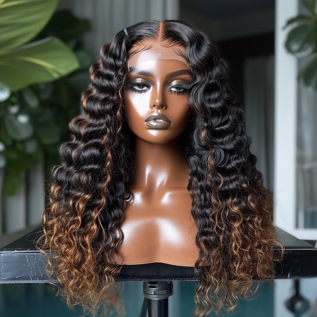 Nikki Smith Hair Collection HD Deep Wave Lace Front Wig, showcasing full density and a seamless hairline.