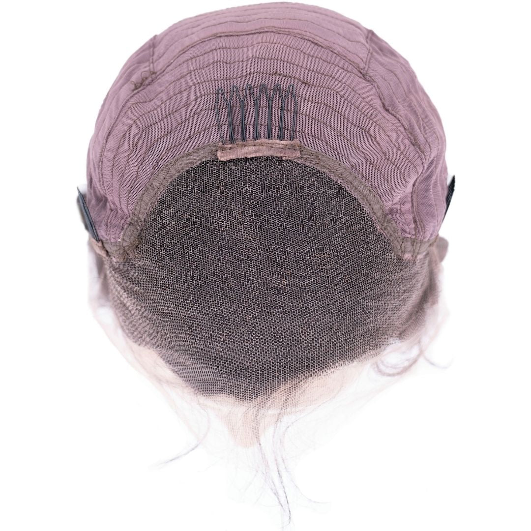 Top view of HD Deep Wave Lace Front Wig by Nikki Smith Hair Collection showing the natural hair texture.
