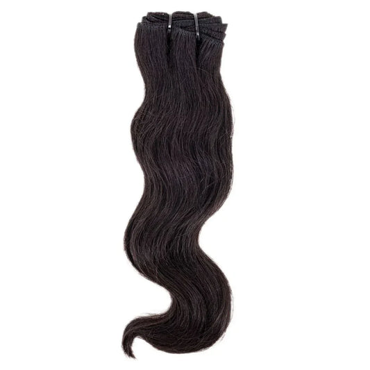 Body wave hair bundle in natural black, high-quality human hair extensions