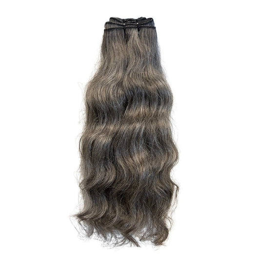 Raw gray wavy salt and pepper human hair extension bundle