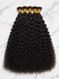 Premium I-Tip microlink hair extensions available in Straight, Body Wave, Kinky Curly, Yaki Straight, and Deep Curly textures