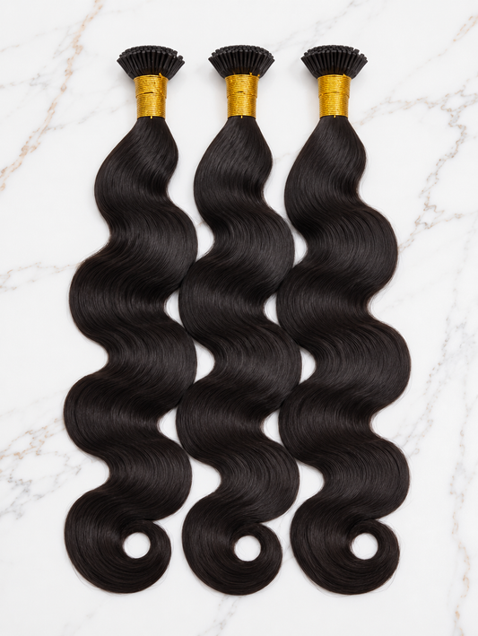 I-Tip hair extensions in 100% virgin human hair, 100 gram bundle from Nikki Smith Hair Collection