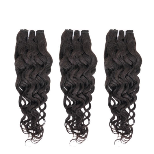 Spanish Wavy Bundles with Closure showcasing voluminous, natural curls made from luxurious virgin hair for a stunning, seamless look.
