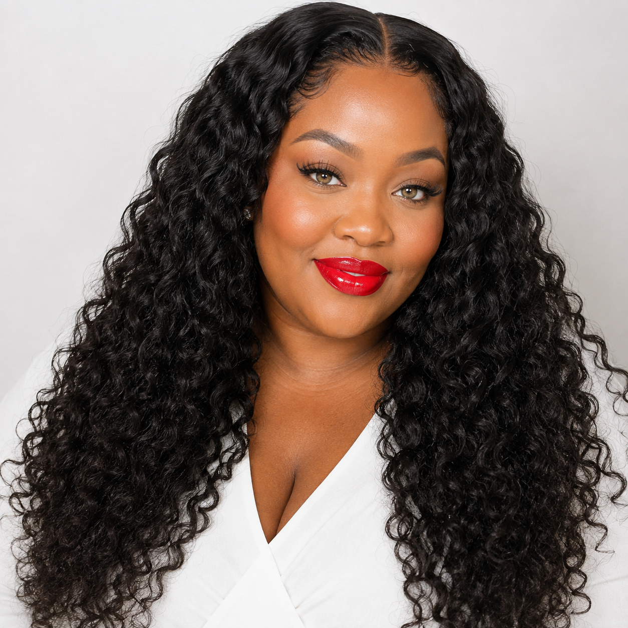 Water wave half wig in 100% human hair with soft, wet-look waves