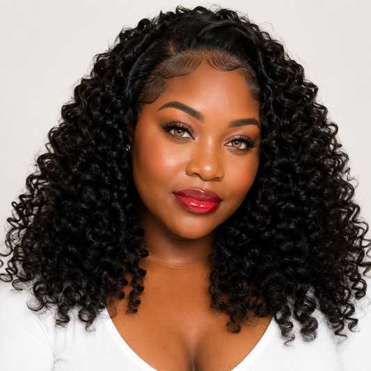 Burmese curly half wig in 100% human hair worn as a quick protective style