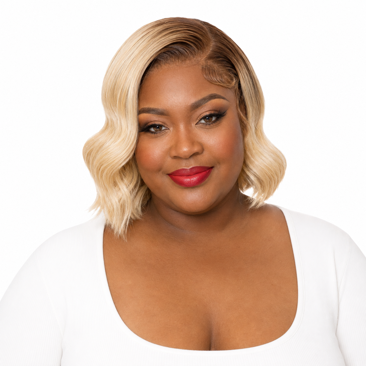 Blonde with Dark Roots 13x4 Transparent Lace Front Bob Wig