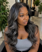Raw Wavy Bundle — Dark Brown, Black & Gray Human Hair Extensions with Dark Roots