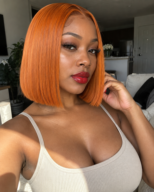Cinnamon 13x4 Transparent Lace Front Bob Wig – 100% Human Hair