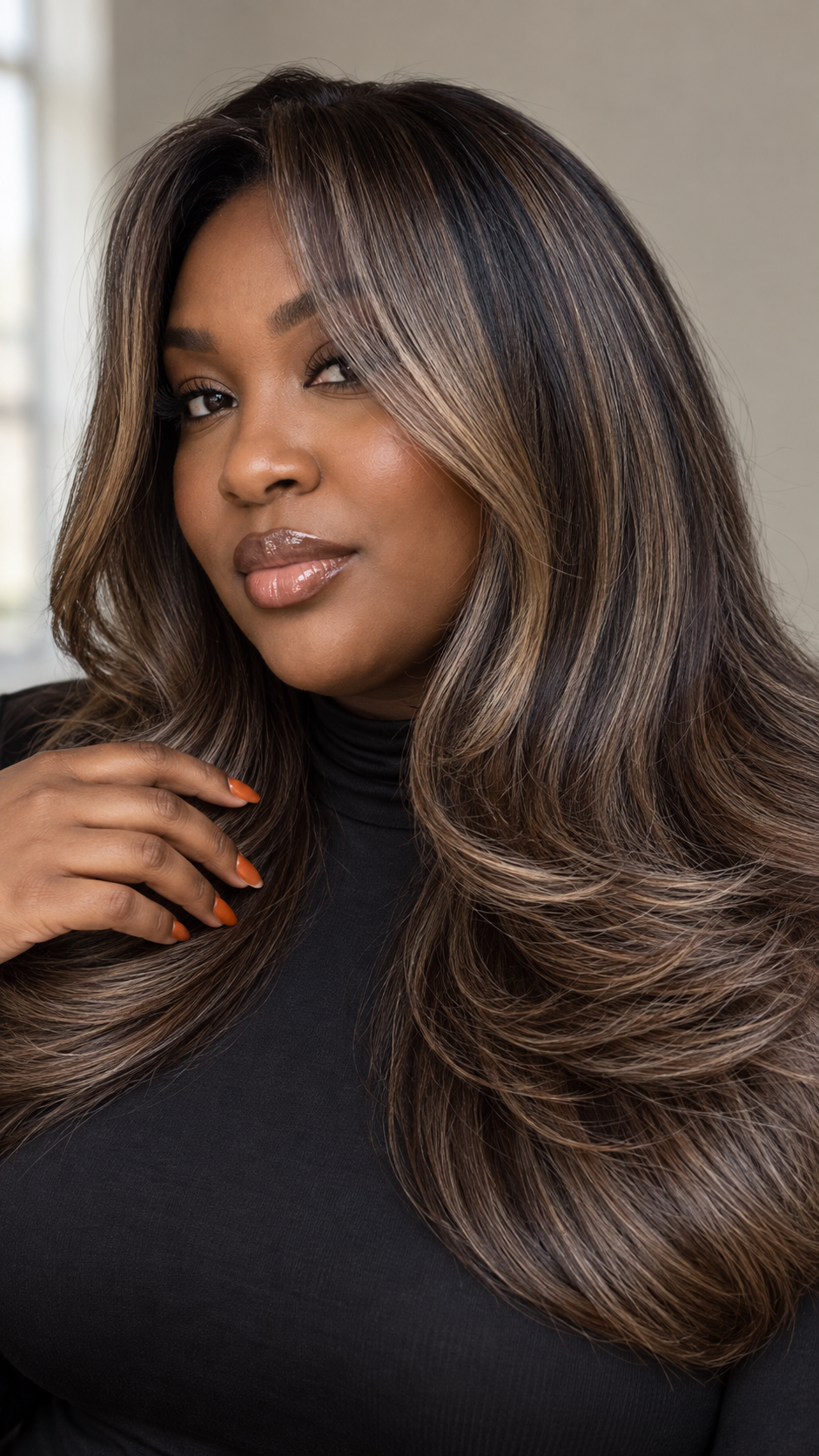 Three-bundle Raw Vietnamese balayage straight human hair set with dimensional blonde highlights
