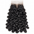 Caribbean Curly 5x5 HD lace closure, 100% human hair in natural 1B with bouncy defined curls