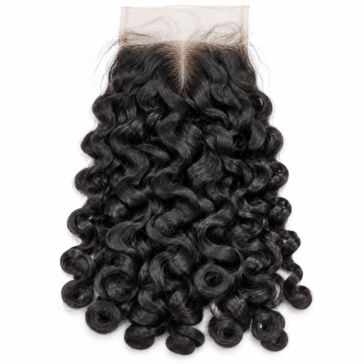 Caribbean Curly 5x5 HD lace closure, 100% human hair in natural 1B with bouncy defined curls