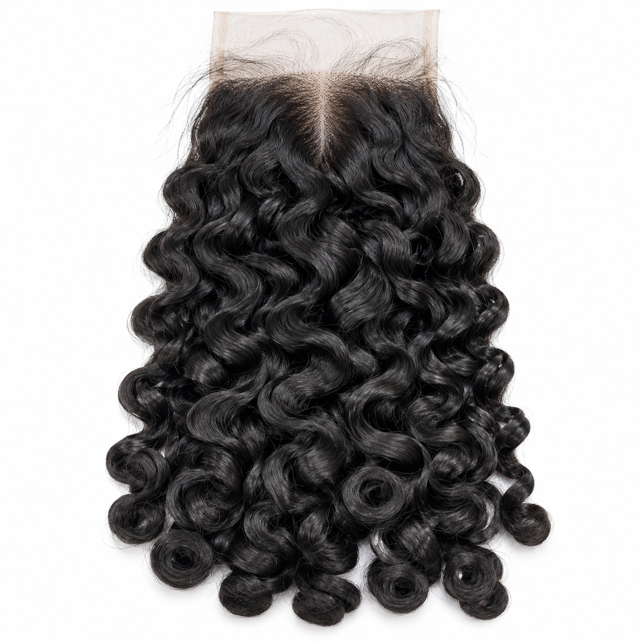 Caribbean Curly 5x5 HD lace closure, 100% human hair in natural 1B with bouncy defined curls