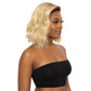 Pre-plucked hairline and parting space on the blonde dark root lace front bob wig