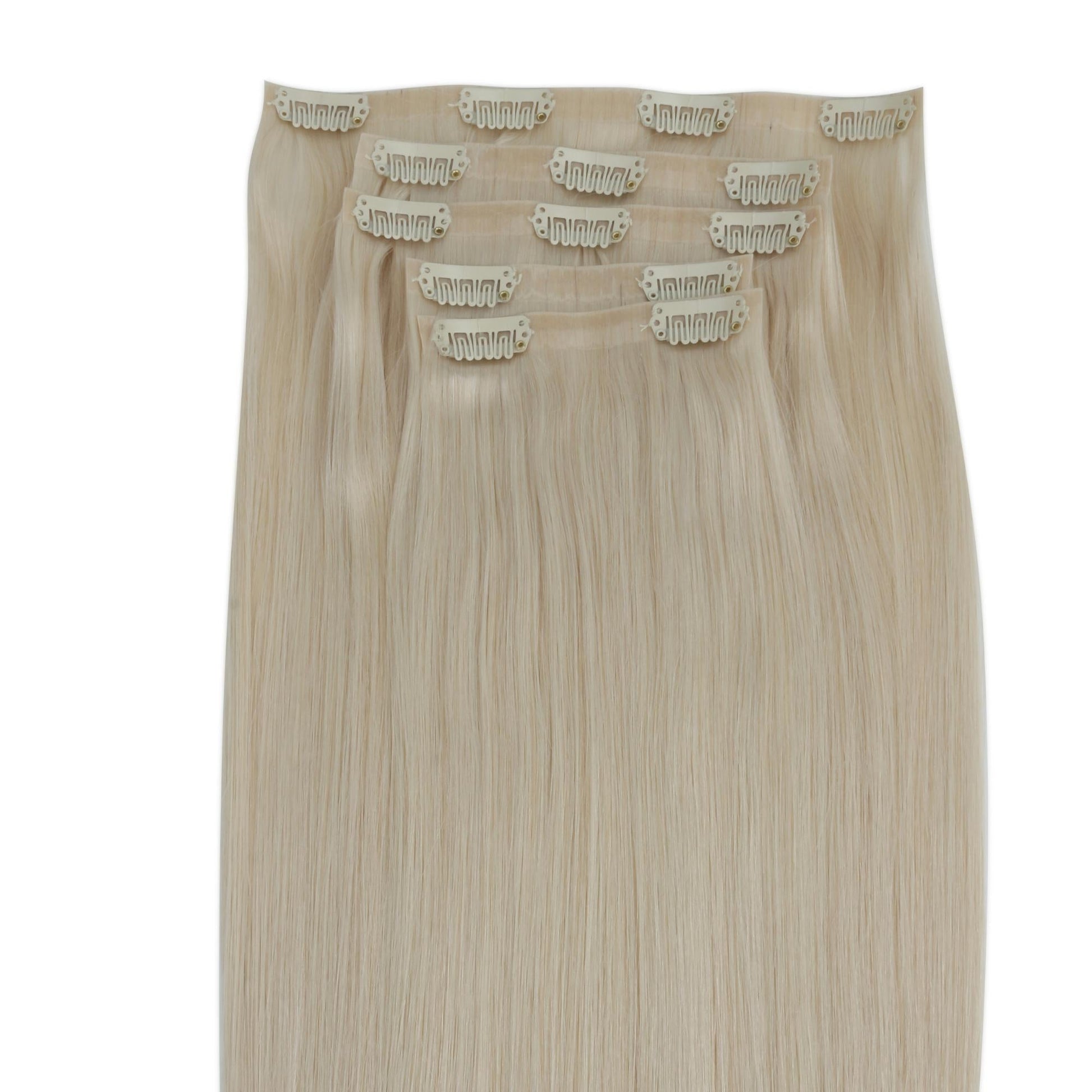 Platinum Blonde seamless clip-in hair extensions in 100% human hair – Nikki Smith Hair Collection