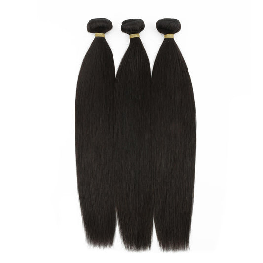 Raw straight 100% human hair three-bundle deal with a sleek natural texture, from Nikki Smith Hair Collection