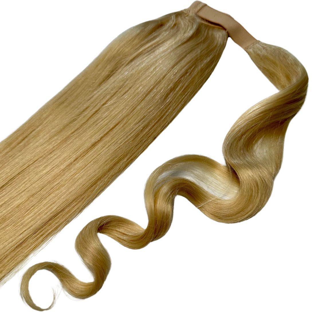Bleach Blonde Ponytail from Nikki Smith Hair Collection with detailed view of comb attachment and wrap-around design.