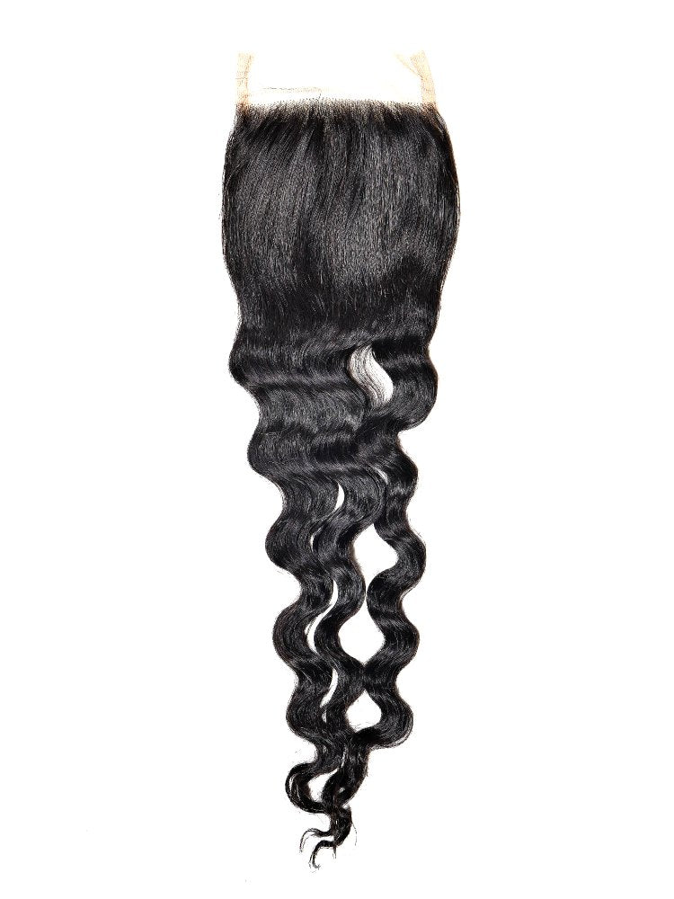 Brazilian Loose Wave 4x4 Transparent Closure, showing the loose wave style and lace detail.