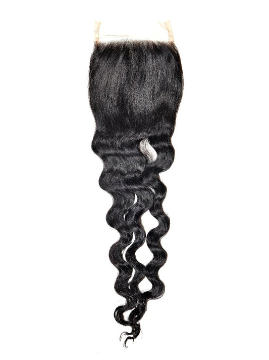 Brazilian Loose Wave 4x4 Transparent Closure, showing the loose wave style and lace detail.