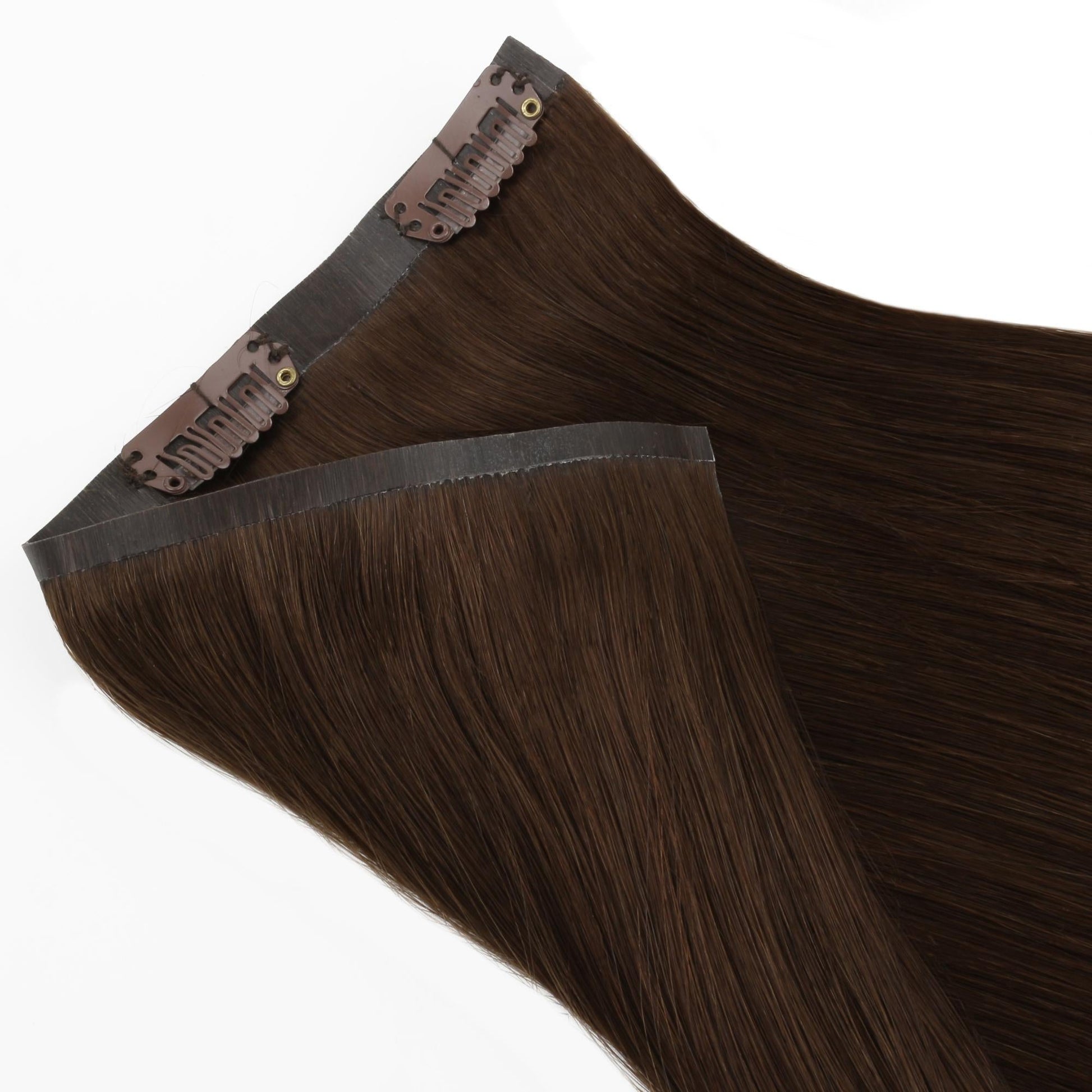 Dark Brown seamless clip-in hair extensions in 100% human hair – Nikki Smith Hair Collection