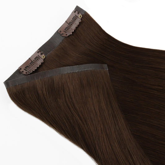 Dark Brown seamless clip-in hair extensions in 100% human hair – Nikki Smith Hair Collection
